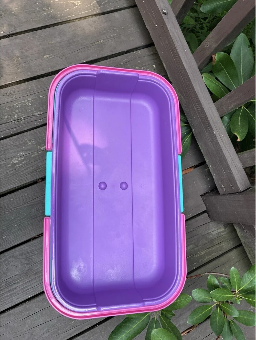 Eagle Storage Sewing Organizer Tote Bin Teal Purple Pink Vintage 90s + 2 Inserts